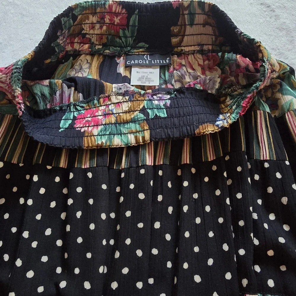 Gorgeous Vintage Carole Little Floral Mixed Print Set Blazer 10 Maxi Skirt 8 - Picture 9 of 16